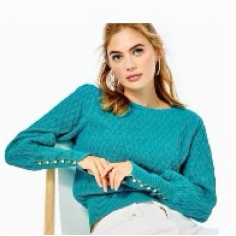 LILLY PULITZER JACQUETTA SWEATER- MALDIVES GREEN